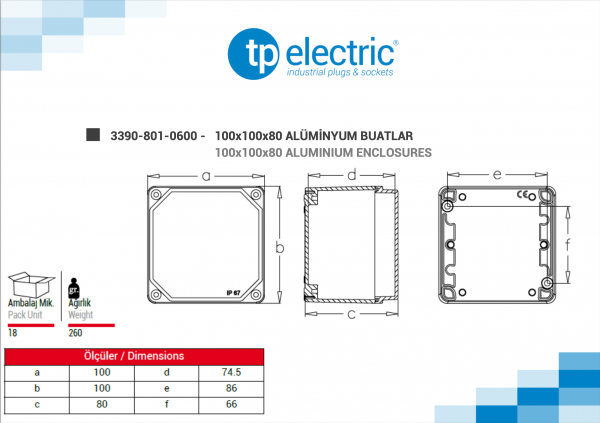 Aluminium-Gehäuse 100x100x80mm